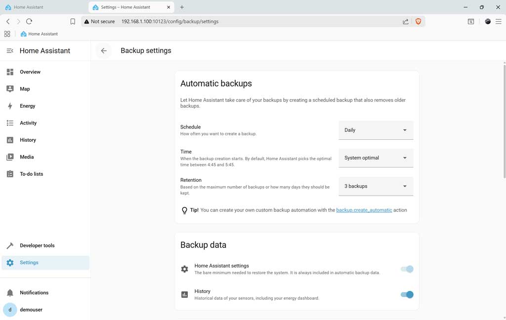 Backup Settings